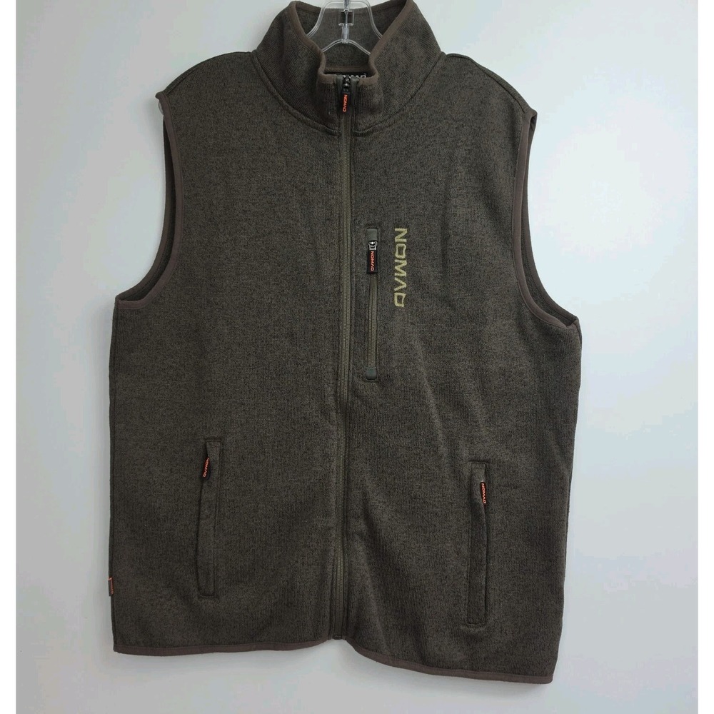 Nomad Full-zip Sweater Vest Men's L Brown Embroidered Logo Zipped Pockets